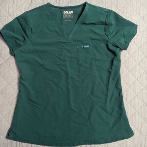 dolan Women's V-Neck Short Sleeve Top in Deep Green